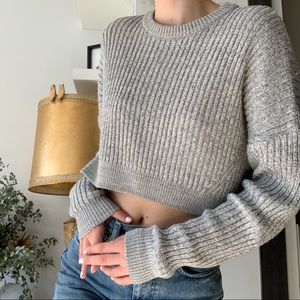 Urban Outfitters Grey Cropped Pullover Sweater